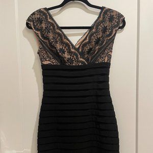 Black Lace & Shutter Pleat Party Dress -  Adrianna Papell - Size 2P